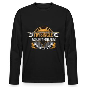 Relation célibataire - T-shirt manches longues Premium bio Homme - noir - Devant - Nico (187cm)