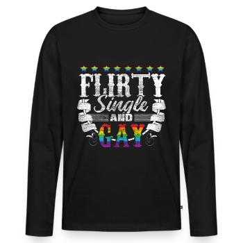 Gay Single LGBT+ Love Gift Idea - Men's Premium Organic Long Sleeve Shirt - black - Front - Nico (187cm)