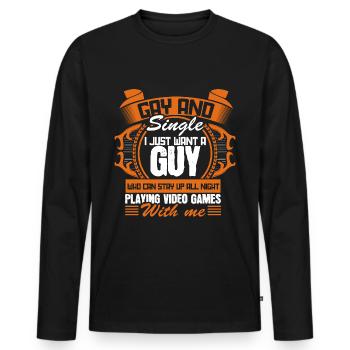 Gay Single Liebe Partnerschaft Geschenkidee - Männer Premium Bio Langarmshirt - Schwarz - Vorne - Nico (187cm)