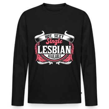 Lesbisch Single Pride - Männer Premium Bio Langarmshirt - Schwarz - Vorne - Nico (187cm)