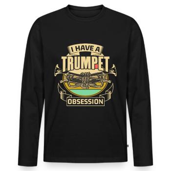 Trumpet Trumpet Player Chapel Gift - Men's Premium Organic Long Sleeve Shirt - black - Front - Nico (187cm)
