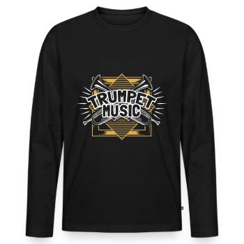 Trumpet Wind Instrument Musicians - Men's Premium Organic Long Sleeve Shirt - black - Front - Nico (187cm)