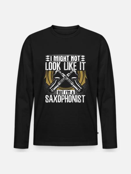 Saxophone Blues - Men's Premium Organic Long Sleeve Shirt - black