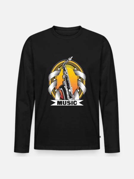 Saxophon Blues Konzert Geschenkidee - Männer Premium Bio Langarmshirt - Schwarz