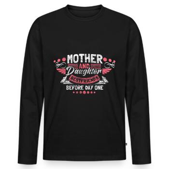 Cadeau de cohésion mère-fille - T-shirt manches longues Premium bio Homme - noir - Devant - Nico (187cm)
