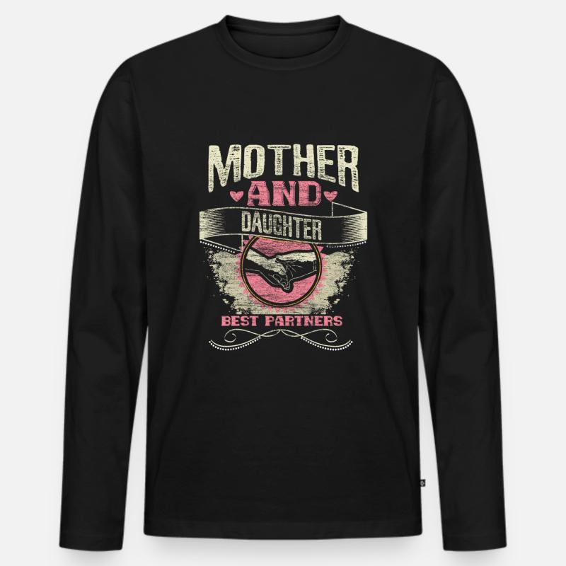 Mutter Tochter Beste Freunde Eltern - Männer Premium Bio Langarmshirt - Schwarz