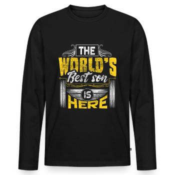 Son Sons Birthday Gift - Men's Premium Organic Long Sleeve Shirt - black - Front - Nico (187cm)