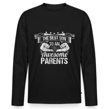 Meilleurs fils fils - T-shirt manches longues Premium bio Homme - noir - Devant - Nico (187cm)