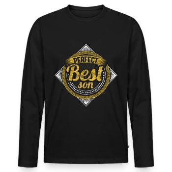 Sohn Eltern - Männer Premium Bio Langarmshirt - Schwarz - Vorne - Nico (187cm)
