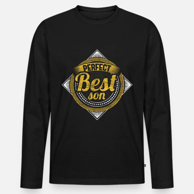Sohn Eltern - Männer Premium Bio Langarmshirt - Schwarz