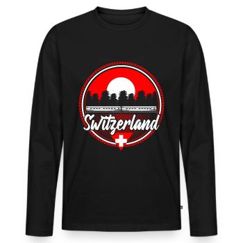 Switzerland Neutrality Flag Gift Idea - Men's Premium Organic Long Sleeve Shirt - black - Front - Nico (187cm)