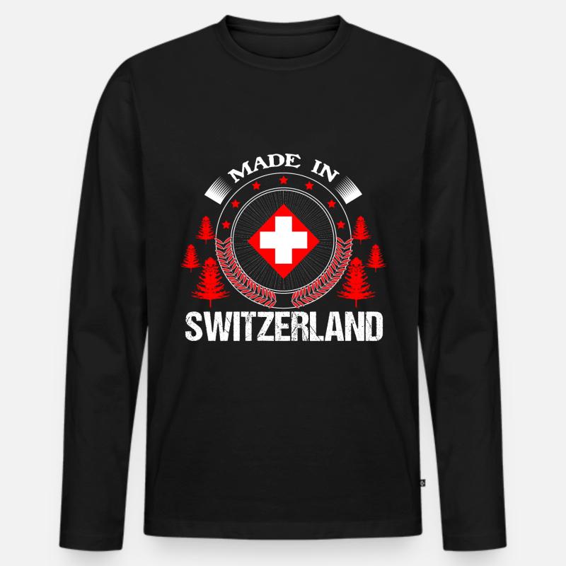 Schweiz Schweizerisch Fahne Geschenk - Männer Premium Bio Langarmshirt - Schwarz