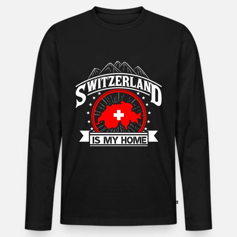 Schweiz Schweizerisch Herkunft Geschenk - Männer Premium Bio Langarmshirt - Schwarz