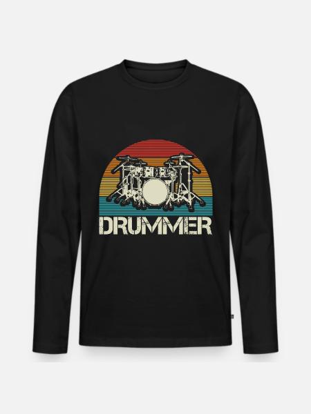 Drums Band Gift Idea - Men's Premium Organic Long Sleeve Shirt - black