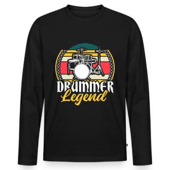 Drums Drumsticks Drumsticks Idée cadeau - T-shirt manches longues Premium bio Homme - noir - Devant - Nico (187cm)