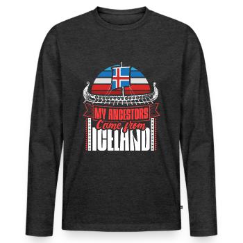 Iceland State - Men's Premium Organic Long Sleeve Shirt - heather anthracite - Front - Nico (187cm)