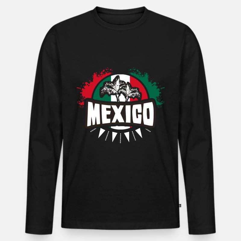 Mexiko Mexikaner Wappen Geschenkidee - Männer Premium Bio Langarmshirt - Schwarz