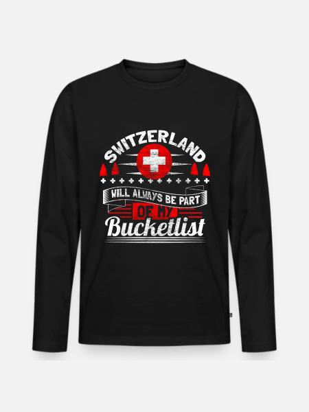 Switzerland Neutrality Gift - Men's Premium Organic Long Sleeve Shirt - black
