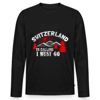 Switzerland Neutrality Flag - Men's Premium Organic Long Sleeve Shirt - black - Front - Nico (187cm)