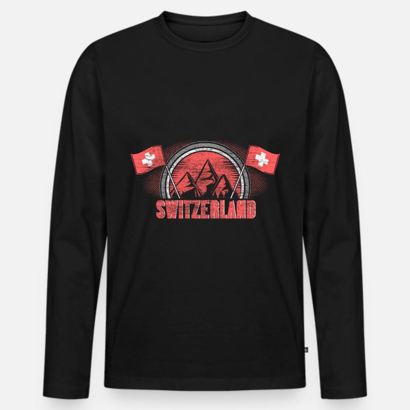 Schweiz Geschenk - Männer Premium Bio Langarmshirt - Schwarz