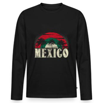 Idée cadeau des armoiries de la salsa du Mexique - T-shirt manches longues Premium bio Homme - noir - Devant - Nico (187cm)