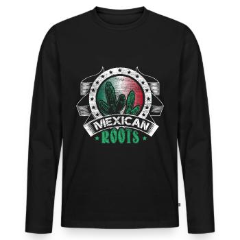 Armoiries du Sombrero du Mexique - T-shirt manches longues Premium bio Homme - noir - Devant - Nico (187cm)