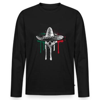 Mexico Siesta Gift Idea - Men's Premium Organic Long Sleeve Shirt - black - Front - Nico (187cm)