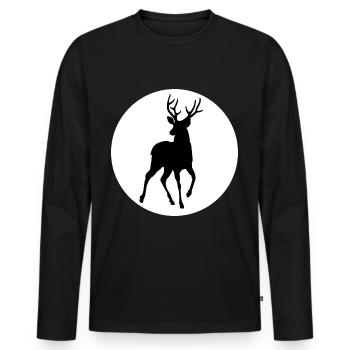 Hirsch Wald Symbol - Männer Premium Bio Langarmshirt - Schwarz - Vorne - Nico (187cm)