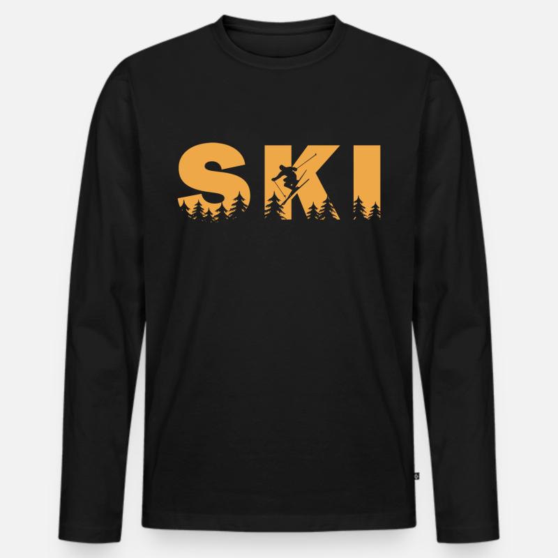 Ski. Ski-Wintersport - Männer Premium Bio Langarmshirt - Schwarz