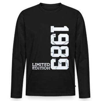 37TH BIRTHDAY LIMITED EDITION 1989 - Men's Premium Organic Long Sleeve Shirt - black - Front - Nico (187cm)