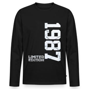 39TH BIRTHDAY LIMITED EDITION 1987 - Men's Premium Organic Long Sleeve Shirt - black - Front - Nico (187cm)