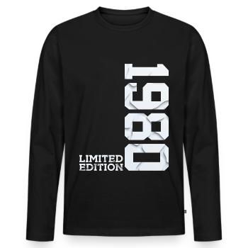 46TH BIRTHDAY LIMITED EDITION 1980 - Men's Premium Organic Long Sleeve Shirt - black - Front - Nico (187cm)