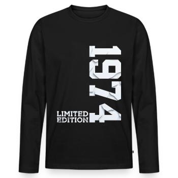 52ND BIRTHDAY LIMITED EDITION 1974 - Men's Premium Organic Long Sleeve Shirt - black - Front - Nico (187cm)