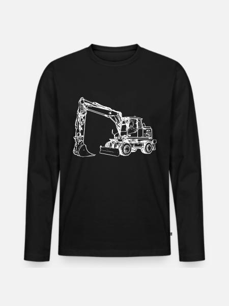 Bagger Radbagger Schaufelbagger weiß - Männer Premium Bio Langarmshirt - Schwarz