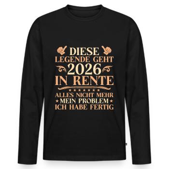 Rentner 2026 Arbeitskollege Abschied - Rente - Männer Premium Bio Langarmshirt - Schwarz - Vorne - Nico (187cm)