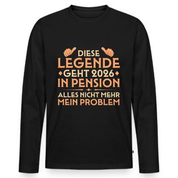 Pension 2026 - Arbeitskollege im Ruhestand - Männer Premium Bio Langarmshirt - Schwarz - Vorne - Nico (187cm)