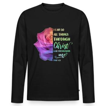I Can Do All Things Through Christ LGBT Jesus - Männer Premium Bio Langarmshirt - Schwarz - Vorne - Nico (187cm)