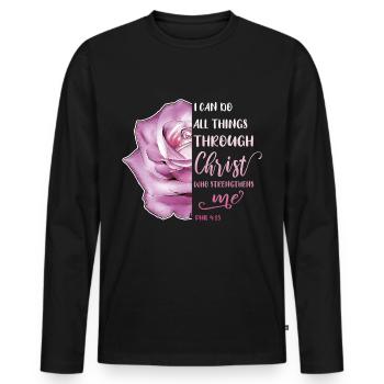 I Can Do All Things Through Christ LGBT Jesus - Männer Premium Bio Langarmshirt - Schwarz - Vorne - Nico (187cm)