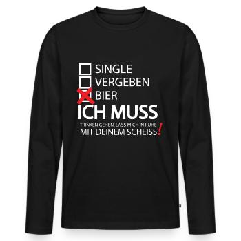 Single Vergeben Bier Trinker Geschenk T Shirt - Männer Premium Bio Langarmshirt - Schwarz - Vorne - Nico (187cm)