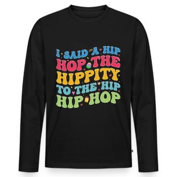 Joyeuses Pâques avec le lapin de Pâques - T-shirt manches longues Premium bio Homme - noir - Devant - Nico (187cm)
