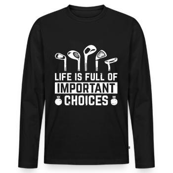 Golf Golf Clubs de golf Golfeur - T-shirt manches longues Premium bio Homme - noir - Devant - Nico (187cm)