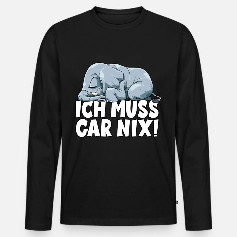 ICH MUSS GAR NIX Elefant - Männer Premium Bio Langarmshirt - Schwarz