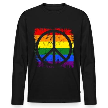 Peacezeichen Regenbogen - Männer Premium Bio Langarmshirt - Schwarz - Vorne - Nico (187cm)