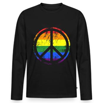 Peacezeichen Regenbogen - Männer Premium Bio Langarmshirt - Schwarz - Vorne - Nico (187cm)