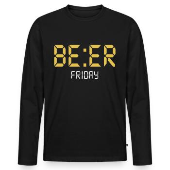 BIÈRE Vendredi - T-shirt manches longues Premium bio Homme - noir - Devant - Nico (187cm)