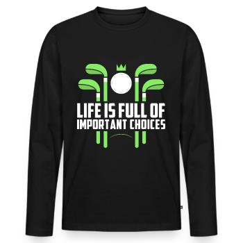 Golf Golf Clubs de golf Golfeur - T-shirt manches longues Premium bio Homme - noir - Devant - Nico (187cm)
