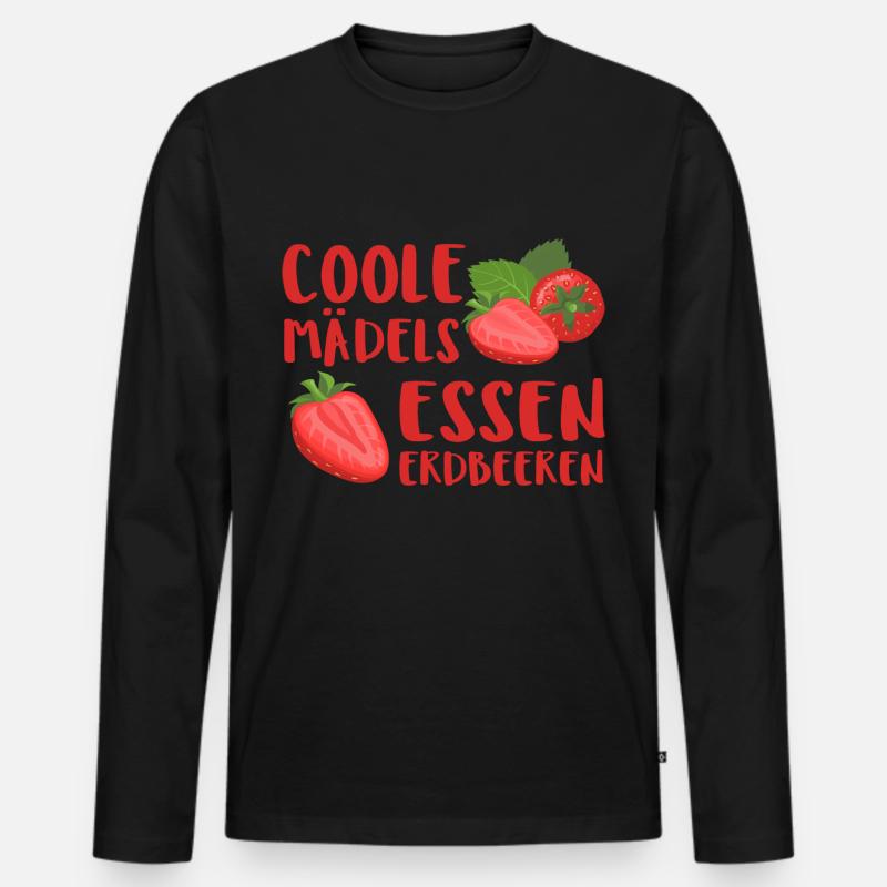 Mädchen Erdbeeren Sommer Geburtstag Geschenk - Männer Premium Bio Langarmshirt - Schwarz