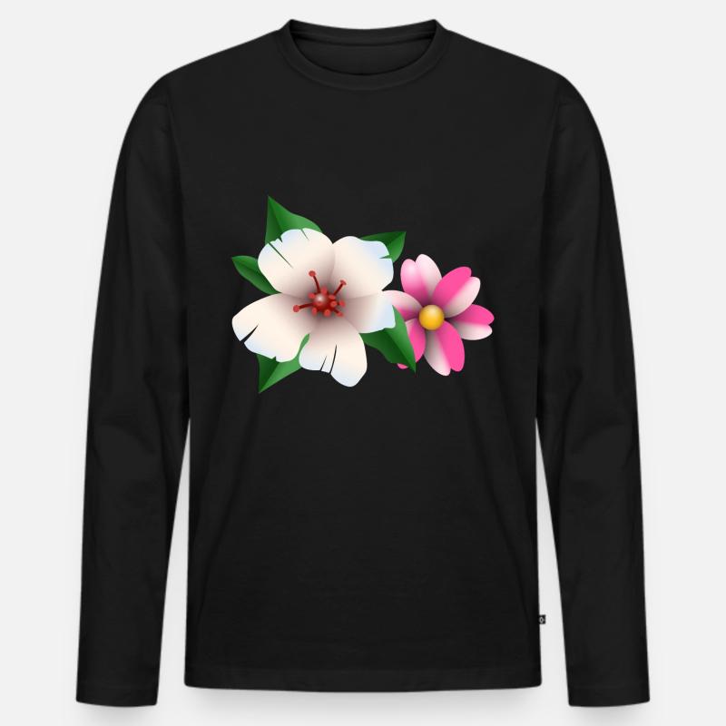 Sommerblumen - Männer Premium Bio Langarmshirt - Schwarz