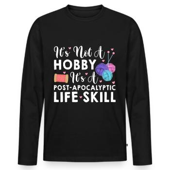 Stricken ist eine Lebenseinstellung - Männer Premium Bio Langarmshirt - Schwarz - Vorne - Nico (187cm)