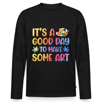 Artists - A good day to make art - Men's Premium Organic Long Sleeve Shirt - black - Front - Nico (187cm)